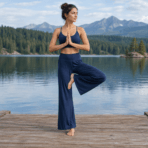Custom Wide-Leg Yoga Pants - on model - Zees Commerce