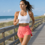 Custom Women's High-Waist Running Shorts - on model - Zees Commerce