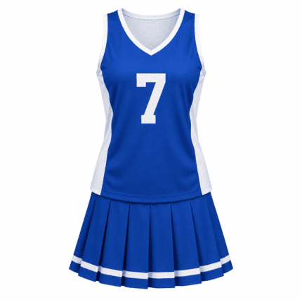 Custom Women's Lacrosse Uniform – Royal Blue & White - front view - Zees Commerce