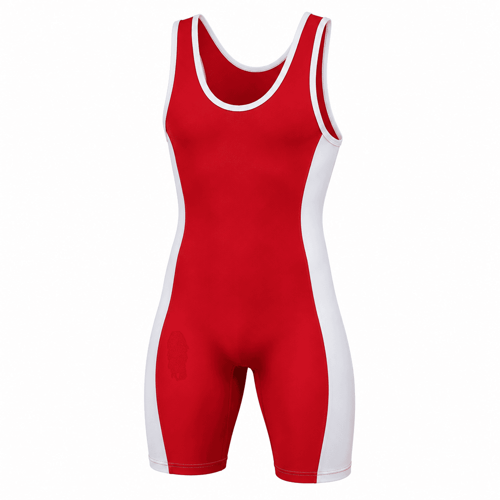 Custom Wrestling Singlet – Red & White front view Custom Wrestling Singlet – Red & White - front view - Zees Commerce
