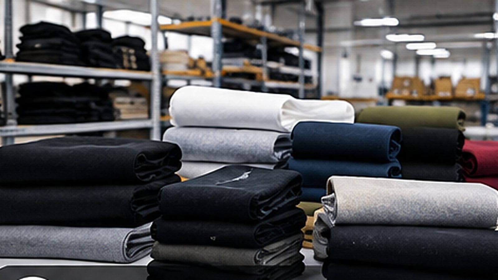Performance fabrics and fleece rolls inspected before cutting