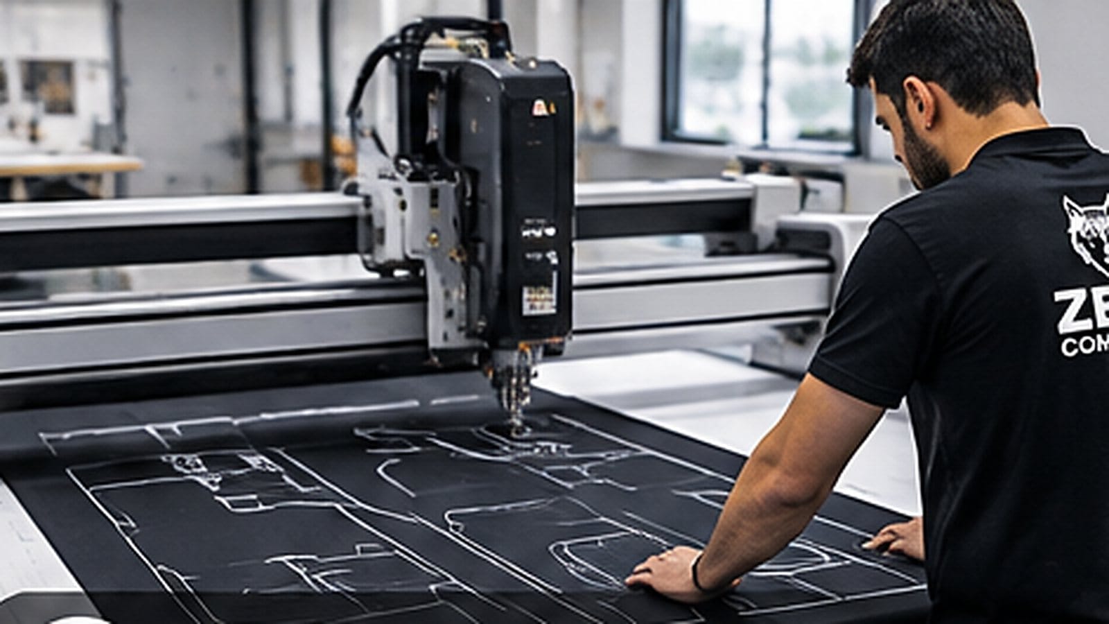 Automated cutting table laying out pattern pieces