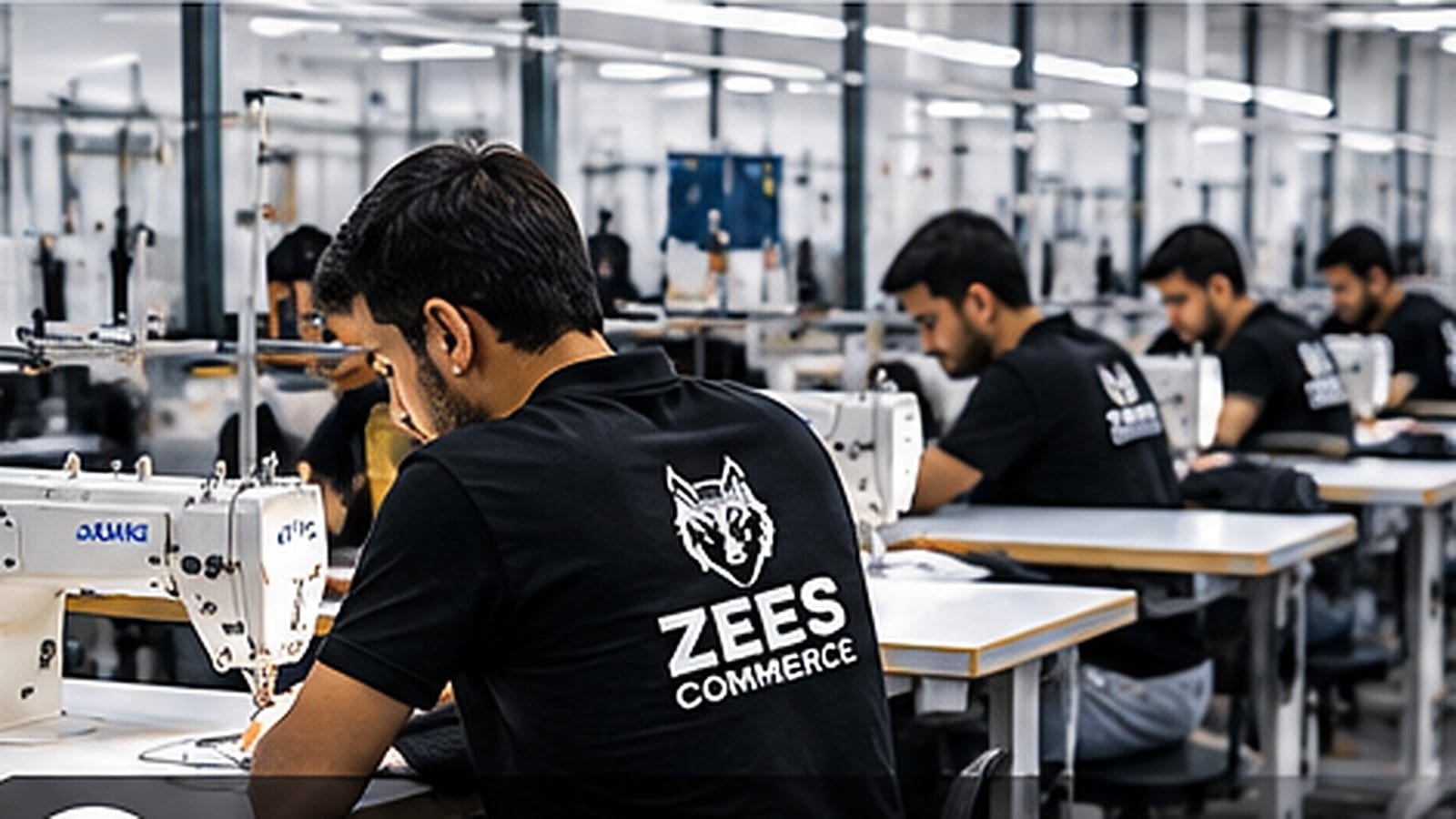 Stitching floor at the Zees Commerce facility in Sialkot